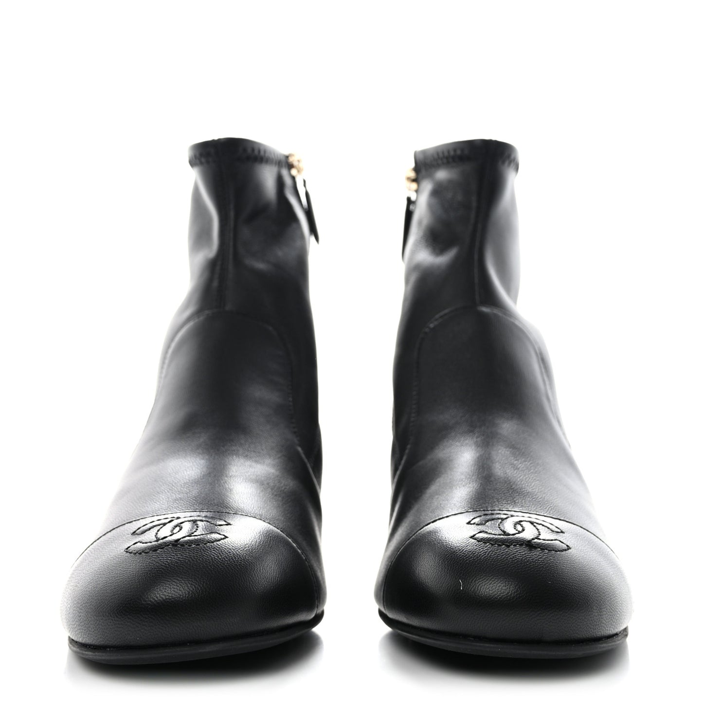 Lambskin Ankle Boots 38.5 Ivory Black