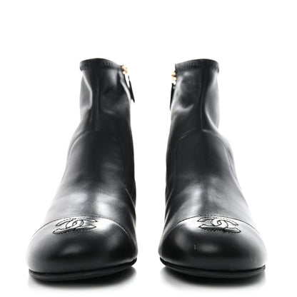 Chanel Lambskin Ankle Boots 38.5 Ivory Black 2 of 8