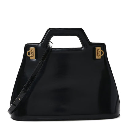 Salvatore Ferragamo Brushed Off Calfskin Wanda Top Handle Bag Black 1 of 8