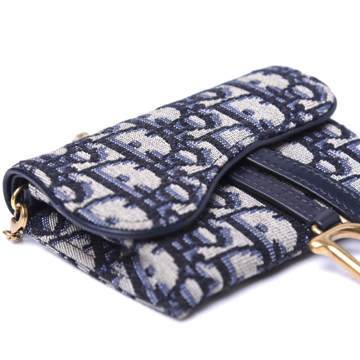 Oblique Nano Saddle Chain Pouch Blue