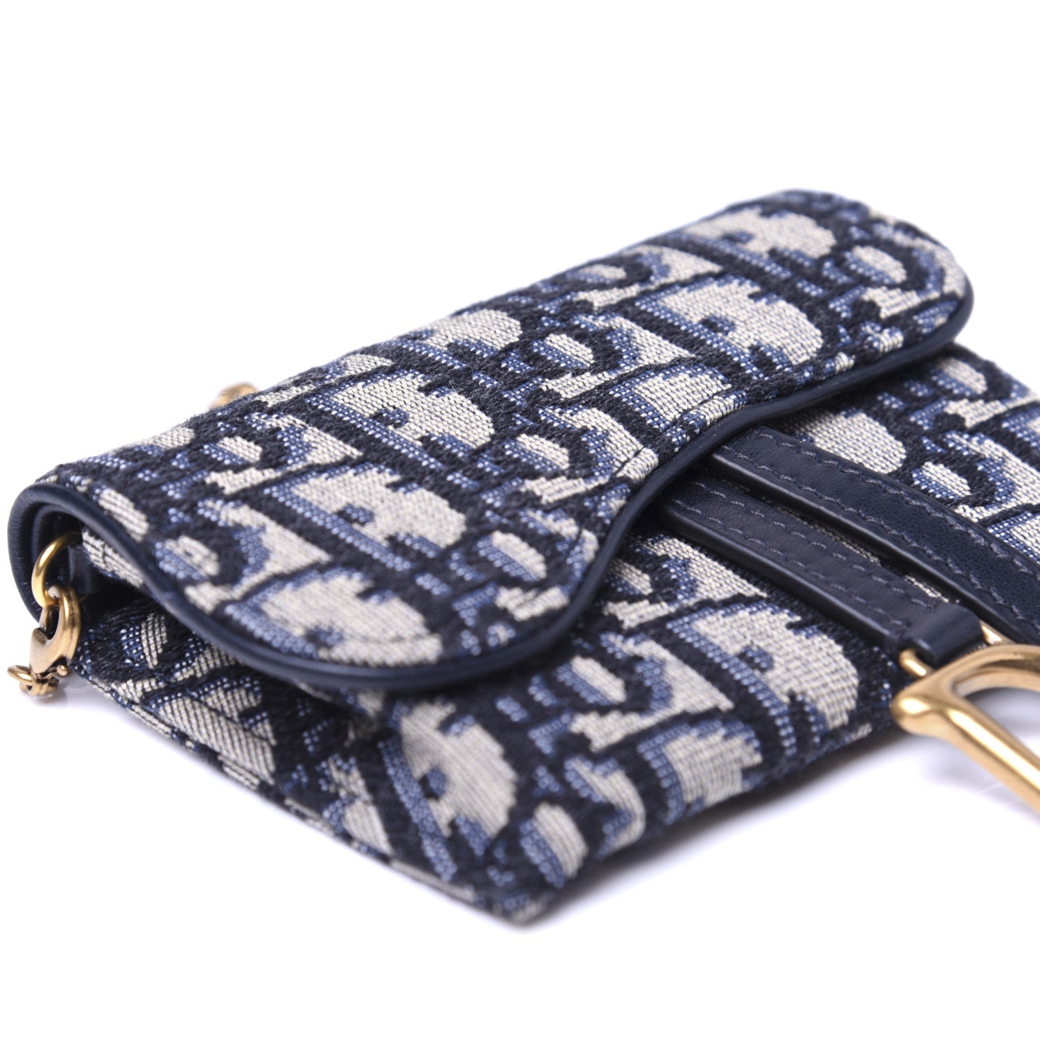 Christian Dior Oblique Nano Saddle Chain Pouch Blue 6 of 10