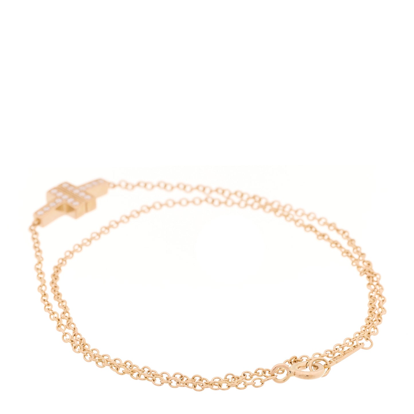 18K Rose Gold Diamond T Double Chain Bracelet