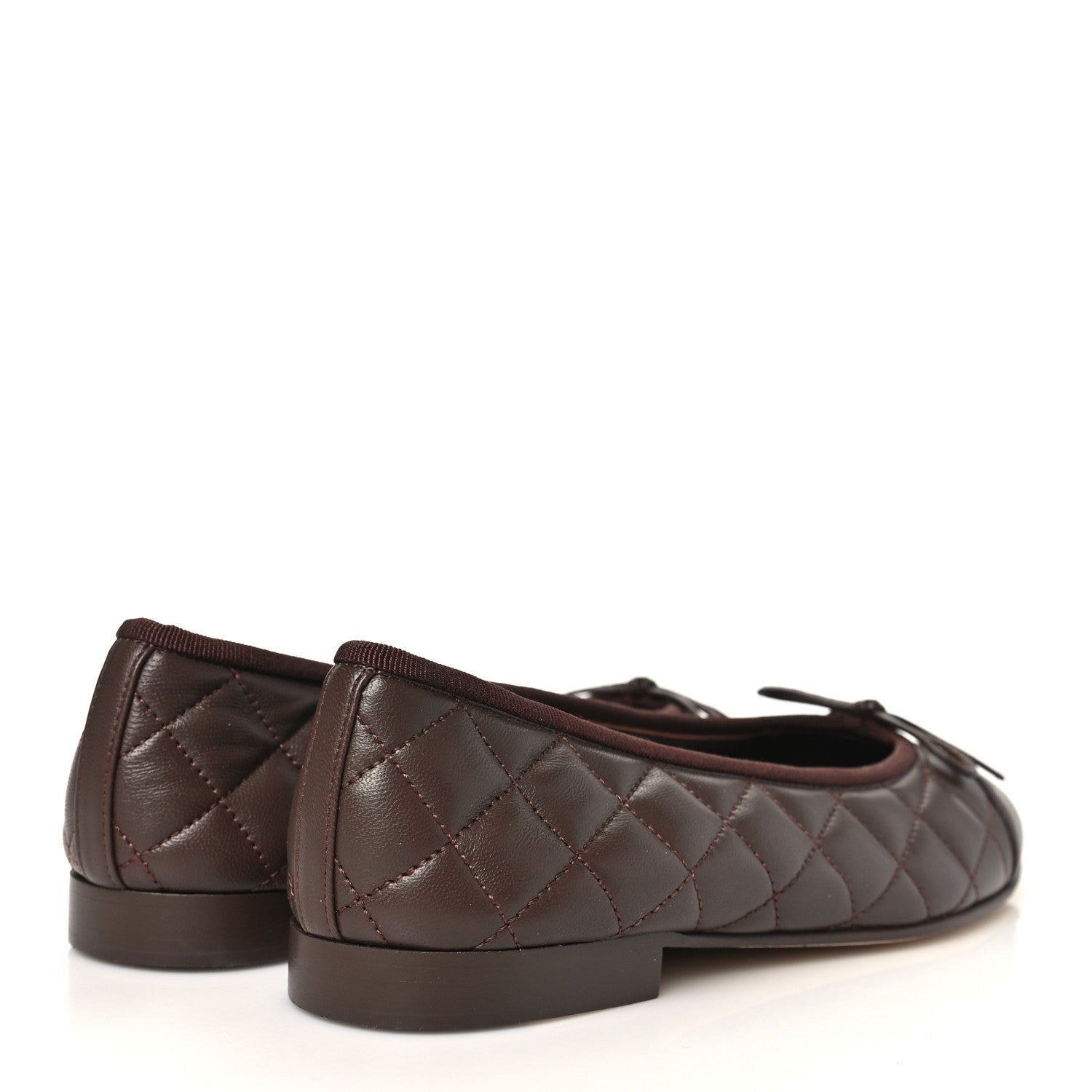 Chanel Lambskin Quilted CC Cap Toe Ballerina Flats 35.5 Brown 5 of 10