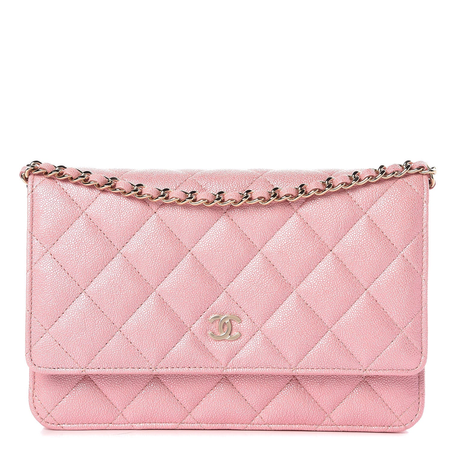 Chanel Iridescent Caviar Quilted Wallet on Chain WOC Rose Pink 1 of 9