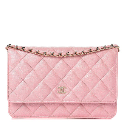 Chanel Iridescent Caviar Quilted Wallet on Chain WOC Rose Pink 1 of 9