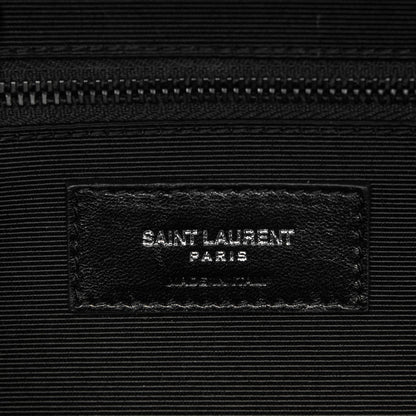 Saint Laurent Grain De Poudre Textured Mixed Matelasse Large Triquilt Monogram Monochrome Satchel Black 7 of 9
