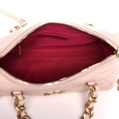 Chanel Shiny Lambskin Quilted Small Fashion Therapy Bowling Bag Beige 5 of 14