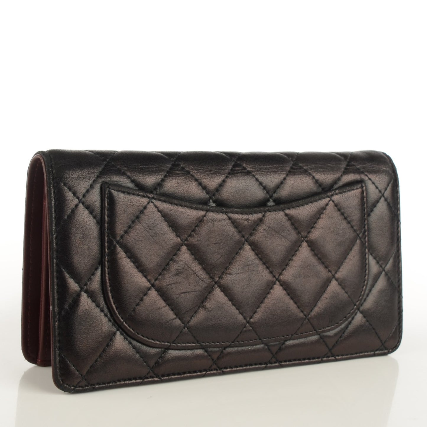 Lambskin Quilted Yen Wallet Black
