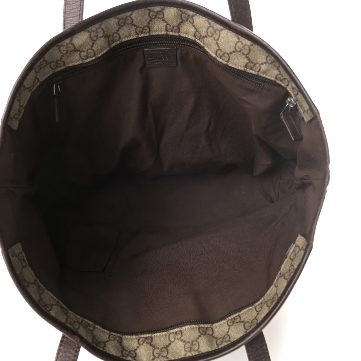 GG Plus Monogram Medium Zippered Shopping Tote Dark Brown