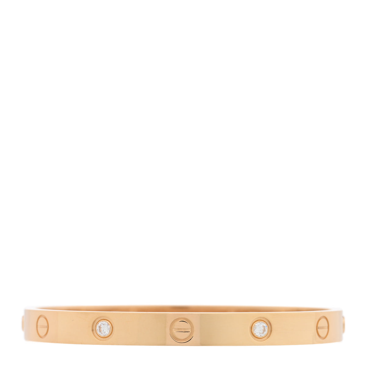 Cartier 18K Yellow Gold 4 Diamond LOVE Bracelet 17 2 of 8