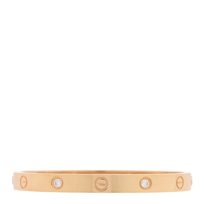 Cartier 18K Yellow Gold 4 Diamond LOVE Bracelet 17 2 of 8