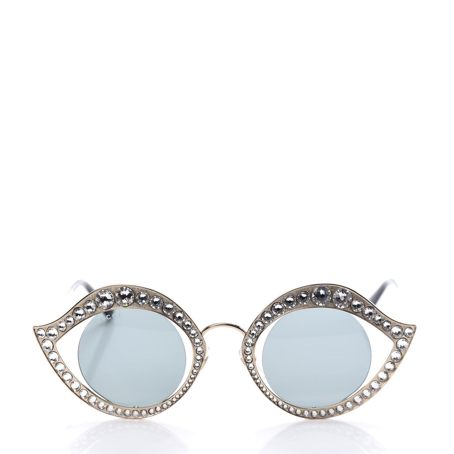 Metal Crystal Cat Eye Sunglasses GG0046S Gold Grey