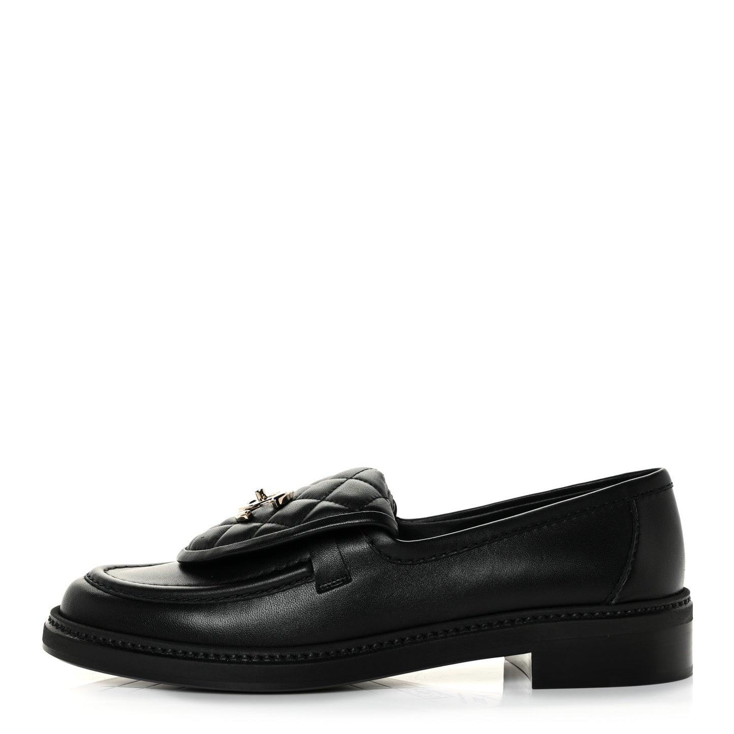 Lambskin Quilted CC Turnlock Loafers 38.5 Black