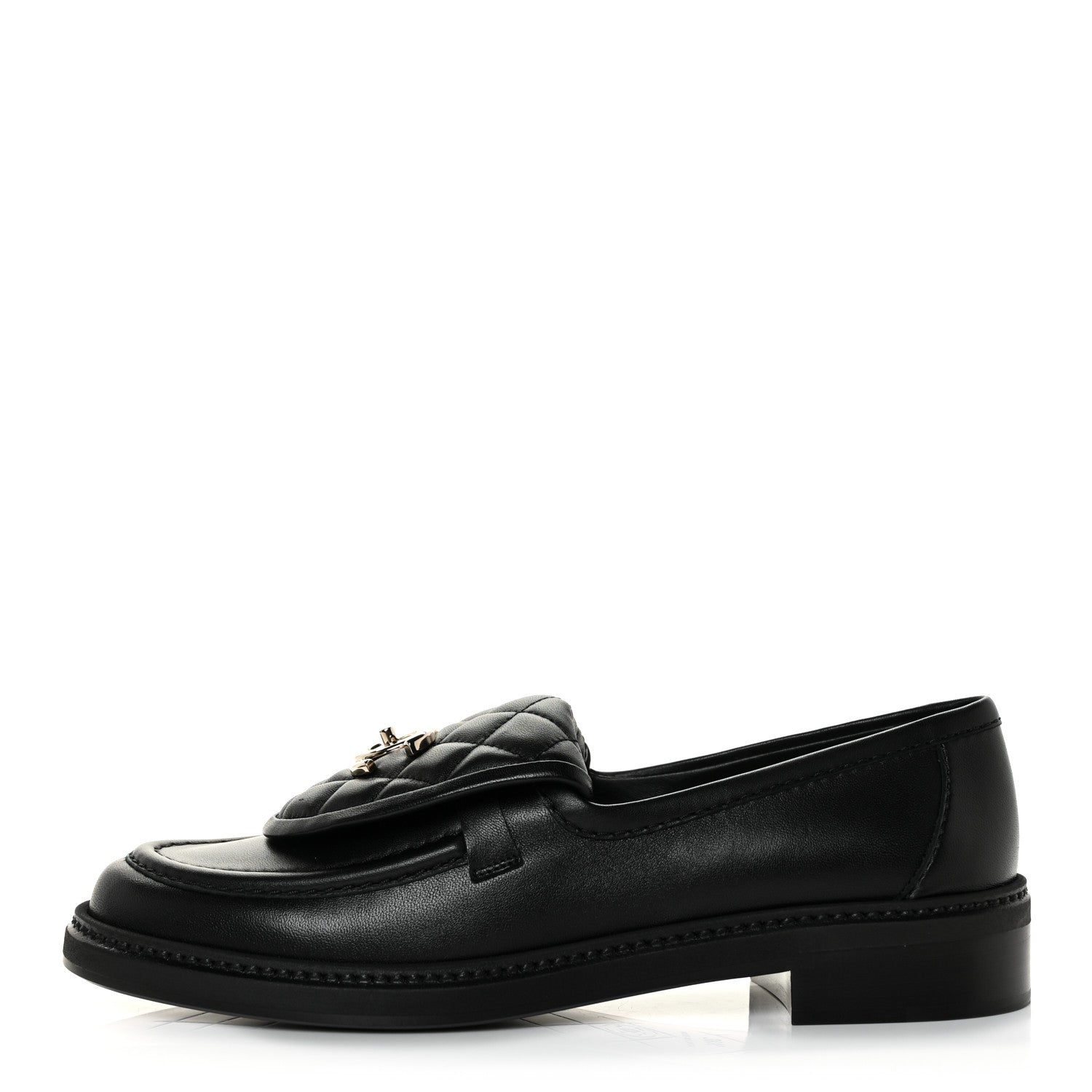 Chanel Lambskin Quilted CC Turnlock Loafers 38.5 Black 1 of 9
