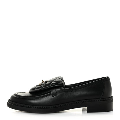 Chanel Lambskin Quilted CC Turnlock Loafers 38.5 Black 1 of 9