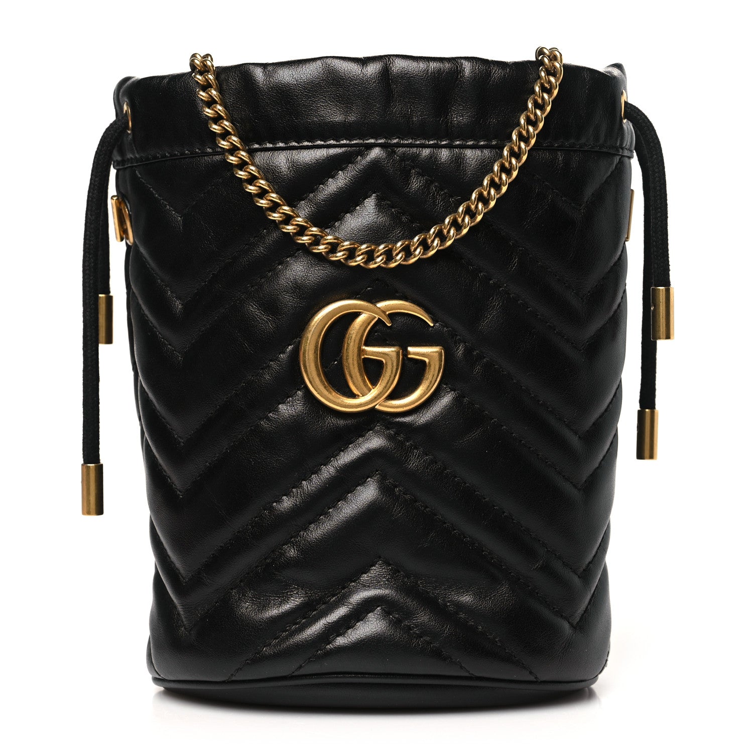 Gucci Calfskin Matelasse Mini GG Marmont 2.0 Bucket Bag Black 1 of 10