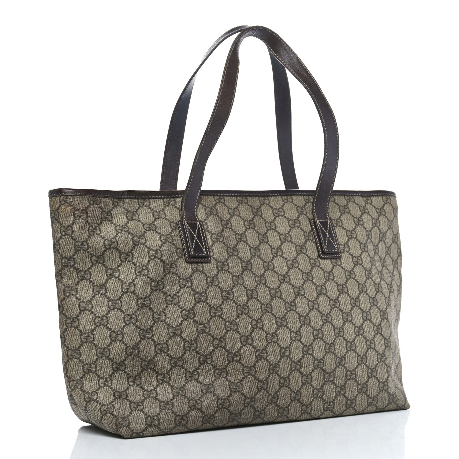 Gucci GG Supreme Monogram Medium Zippered Shopping Tote Dark Brown 3 of 15