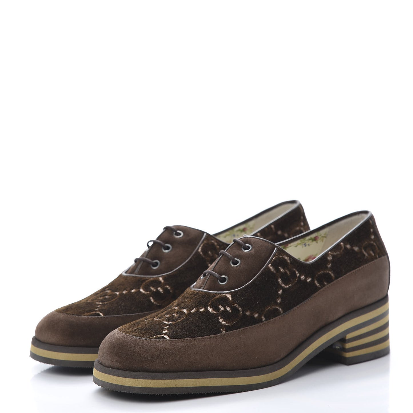 Velvet GG Monogram Thompson Derby Loafers 37 Vintage Cocoa Brown