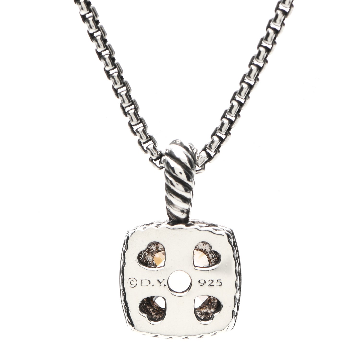 David Yurman Sterling Silver Diamond Morganite 7mm Petite Albion Pendant Necklace 4 of 5