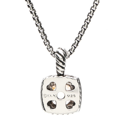 David Yurman Sterling Silver Diamond Morganite 7mm Petite Albion Pendant Necklace 4 of 5
