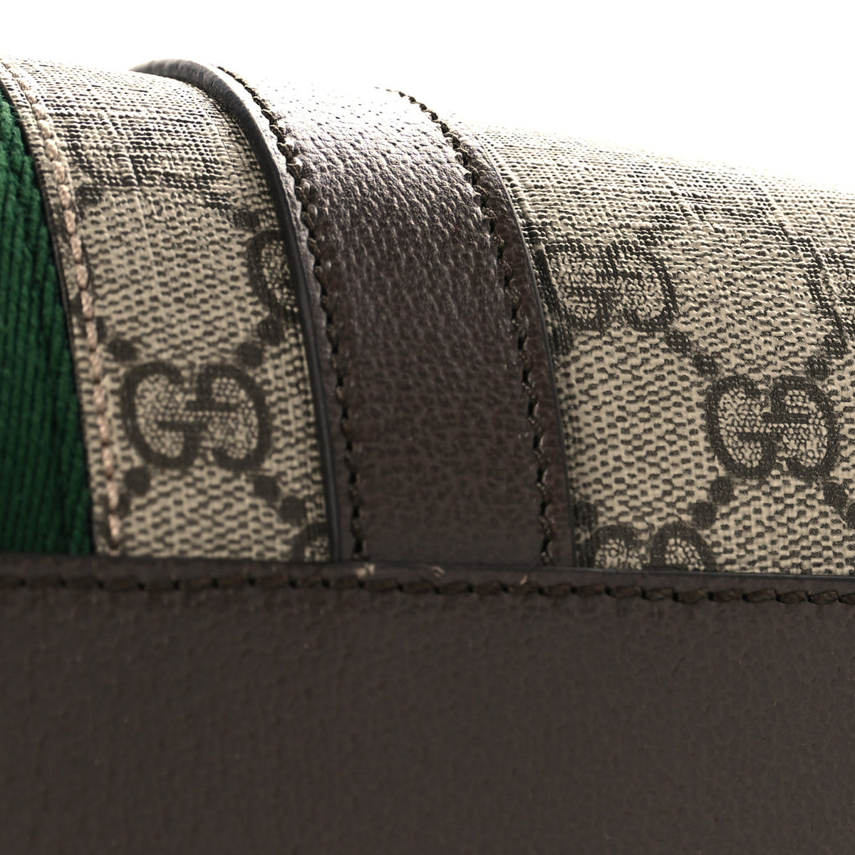 Gucci GG Supreme Monogram Textured Dollar Calfskin Web Medium Savoy Duffle Bag Beige Ebony New Acero 13 of 14