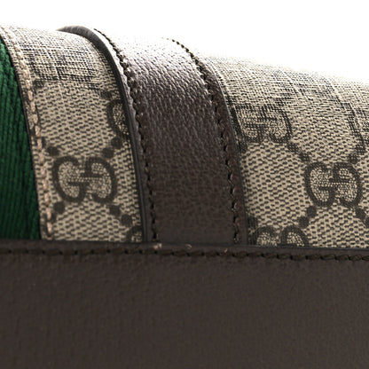 Gucci GG Supreme Monogram Textured Dollar Calfskin Web Medium Savoy Duffle Bag Beige Ebony New Acero 13 of 14
