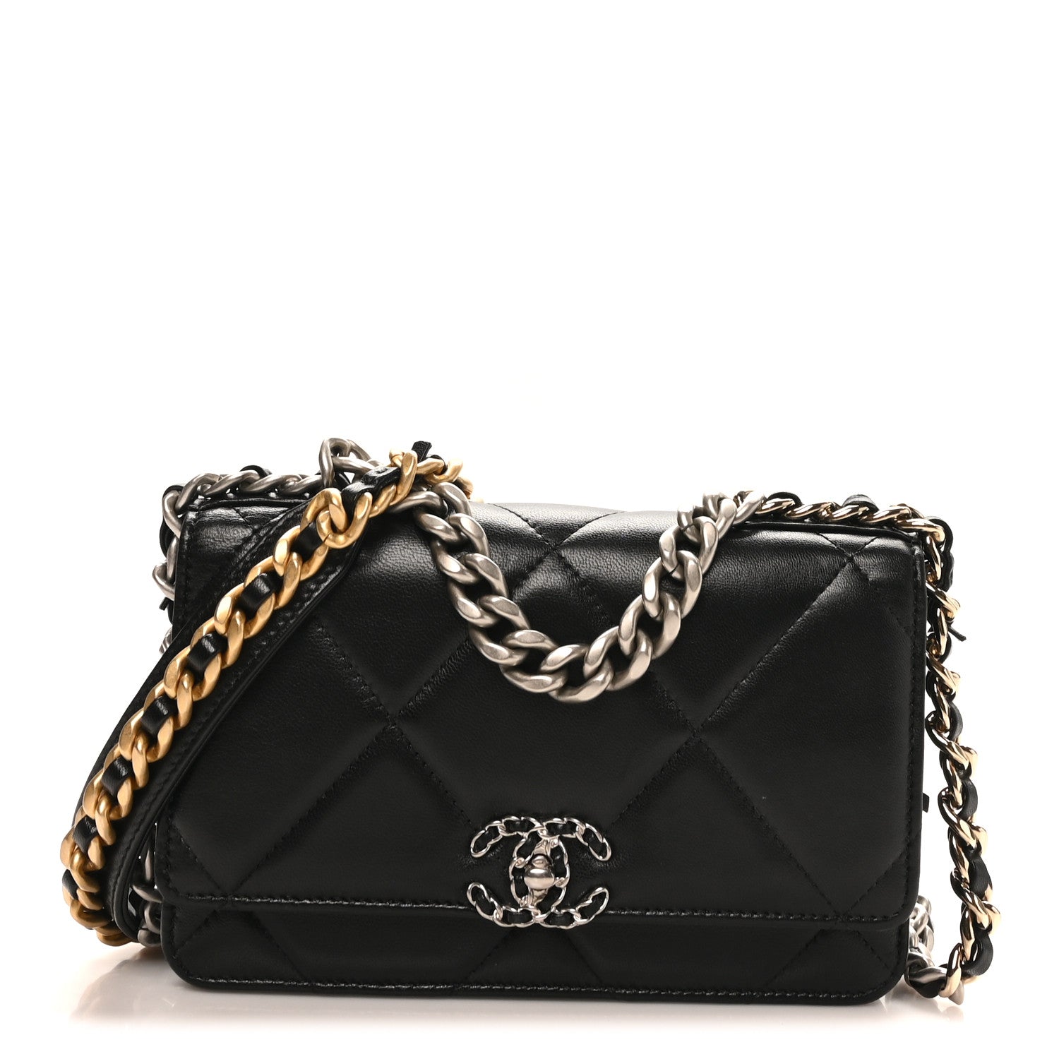 Chanel Lambskin Quilted Chanel 19 Wallet On Chain WOC Black 1 of 11