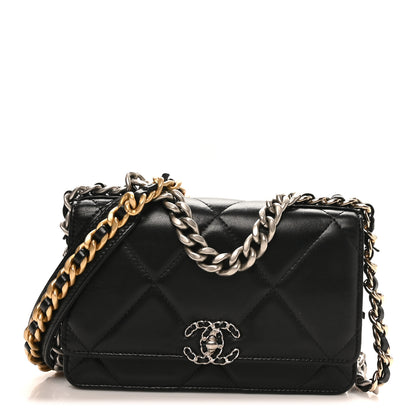 Chanel Lambskin Quilted Chanel 19 Wallet On Chain WOC Black 1 of 11