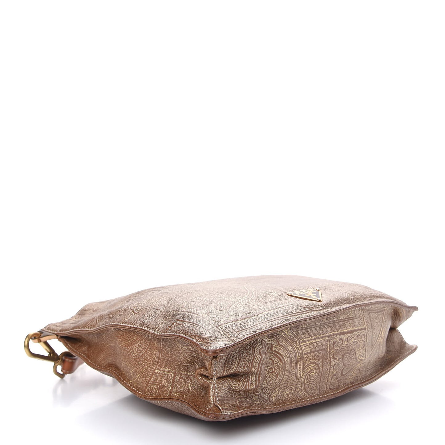 Metallic Calfskin Embossed Tote Brown Gold