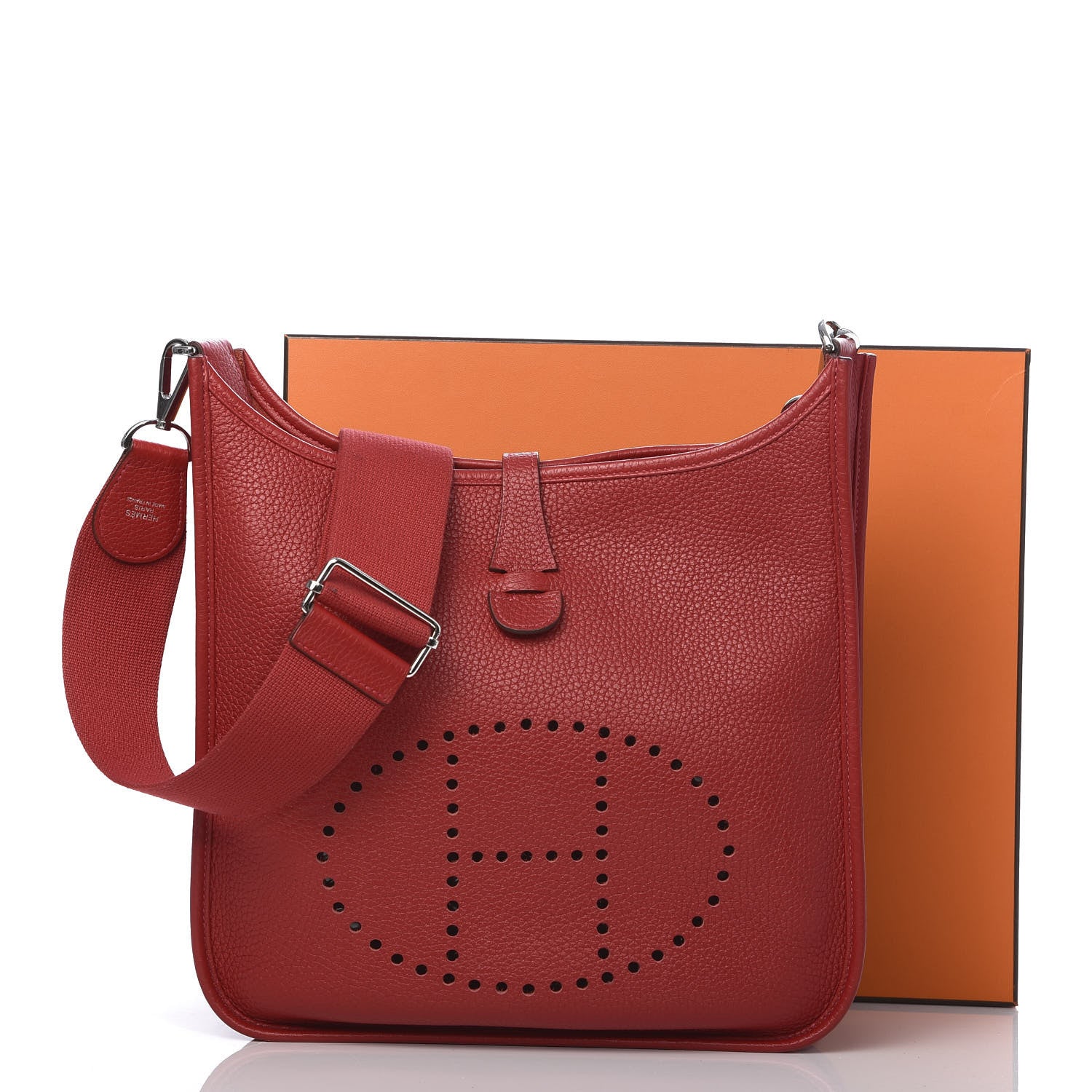 Hermes Taurillon Clemence Evelyne III PM Rouge Casaque 11 of 11