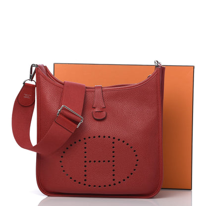 Hermes Taurillon Clemence Evelyne III PM Rouge Casaque 11 of 11
