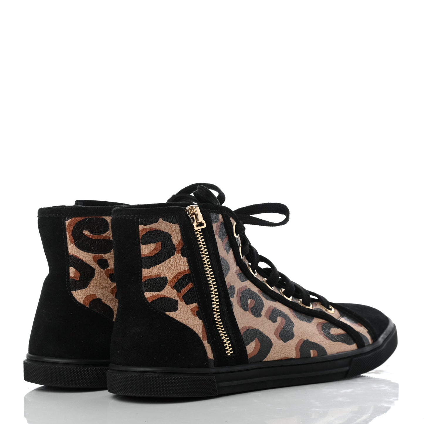 Calfskin Leopard Print Suede Stephen Sprouse High Top Sneakers 37