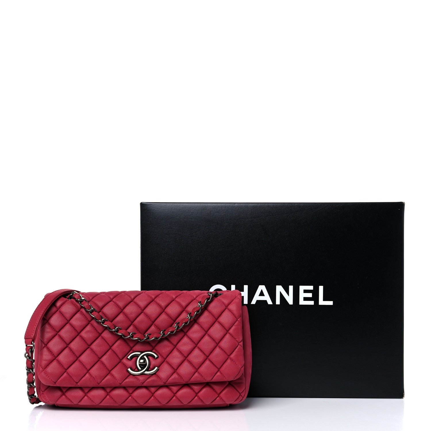 Chanel Iridescent Calfskin Small New Bubble Quilt Flap Fuchsia 15 of 15