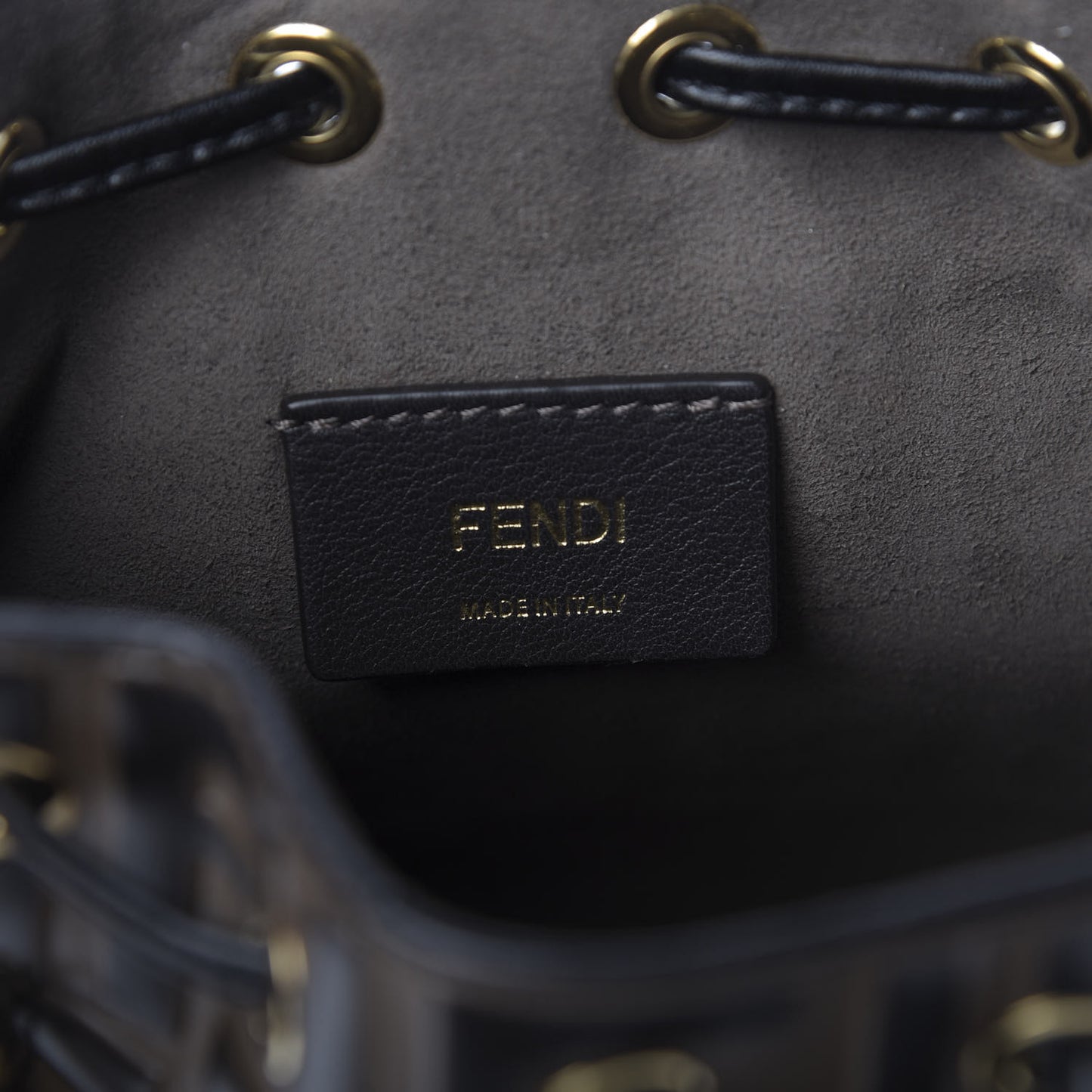 Vitello Liberty F is Fendi Bi-Color FF 1974 Embossed Mini Mon Tresor Bucket Bag Maya Black