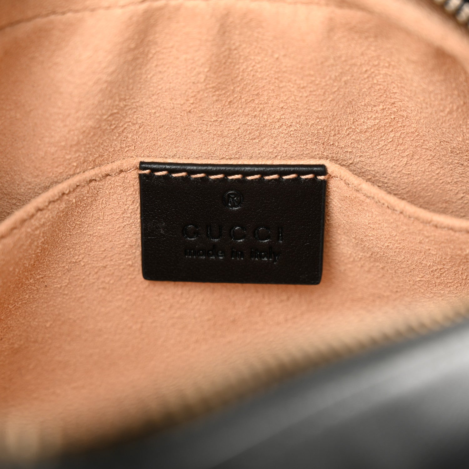 Gucci Calfskin Matelasse Mini GG Marmont Chain Shoulder Bag Black 6 of 12