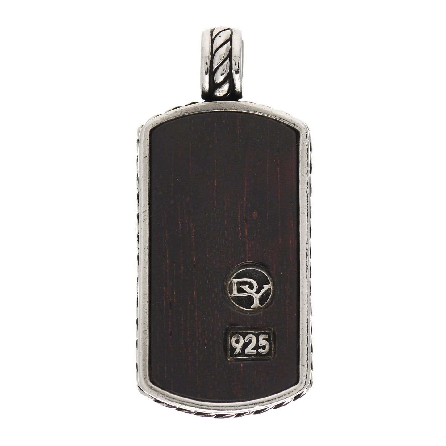 Sterling Silver Wood Dog Tag Charm