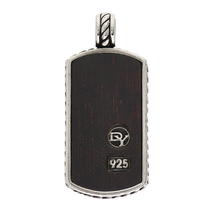 David Yurman Sterling Silver Wood Dog Tag Charm 1 of 3