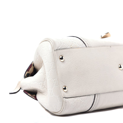 Gucci Calfskin Guccissima Signoria Bowler Bag Off White 8 of 9