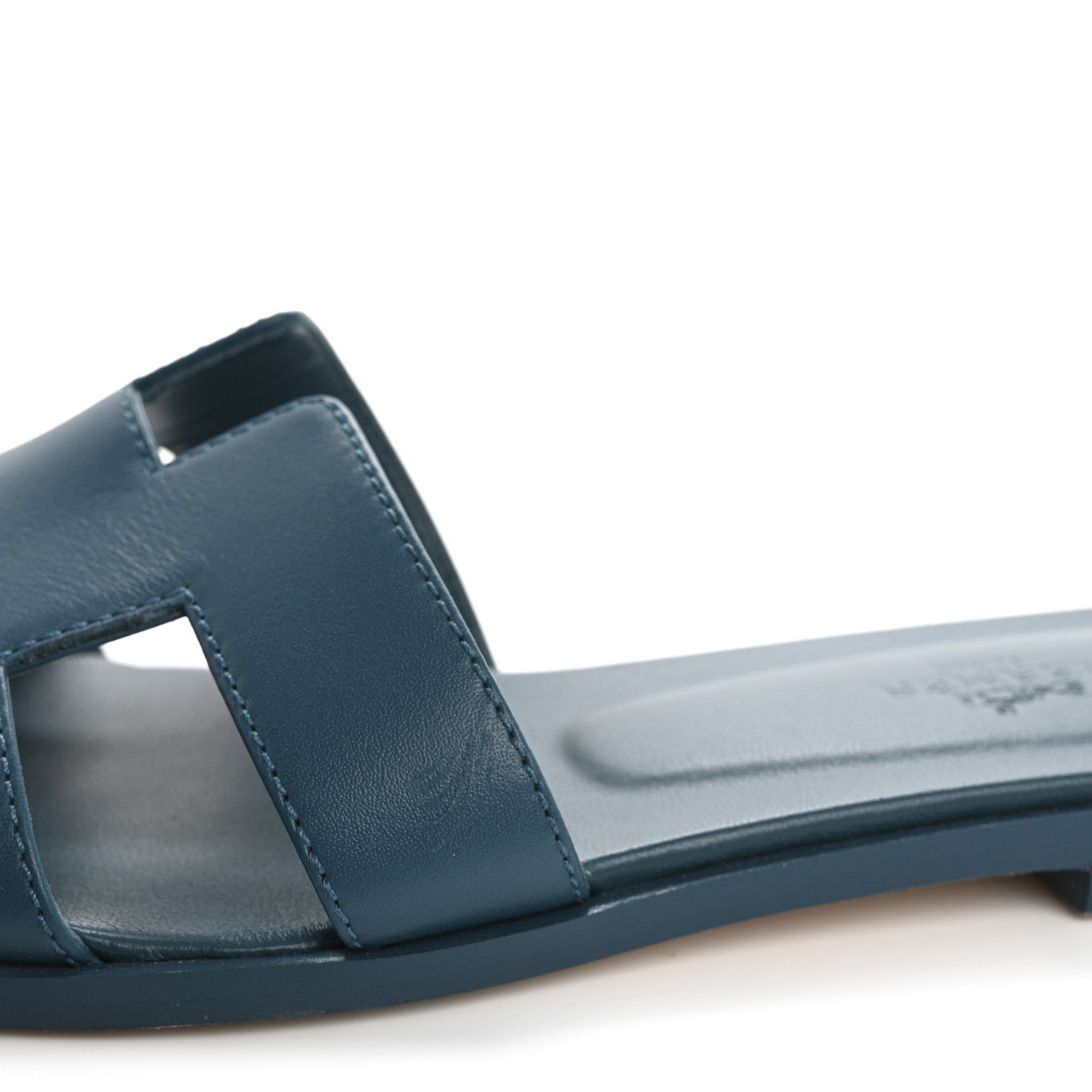 Hermes Calfskin Oran Sandals 37 Bleu Emeraude 10 of 12