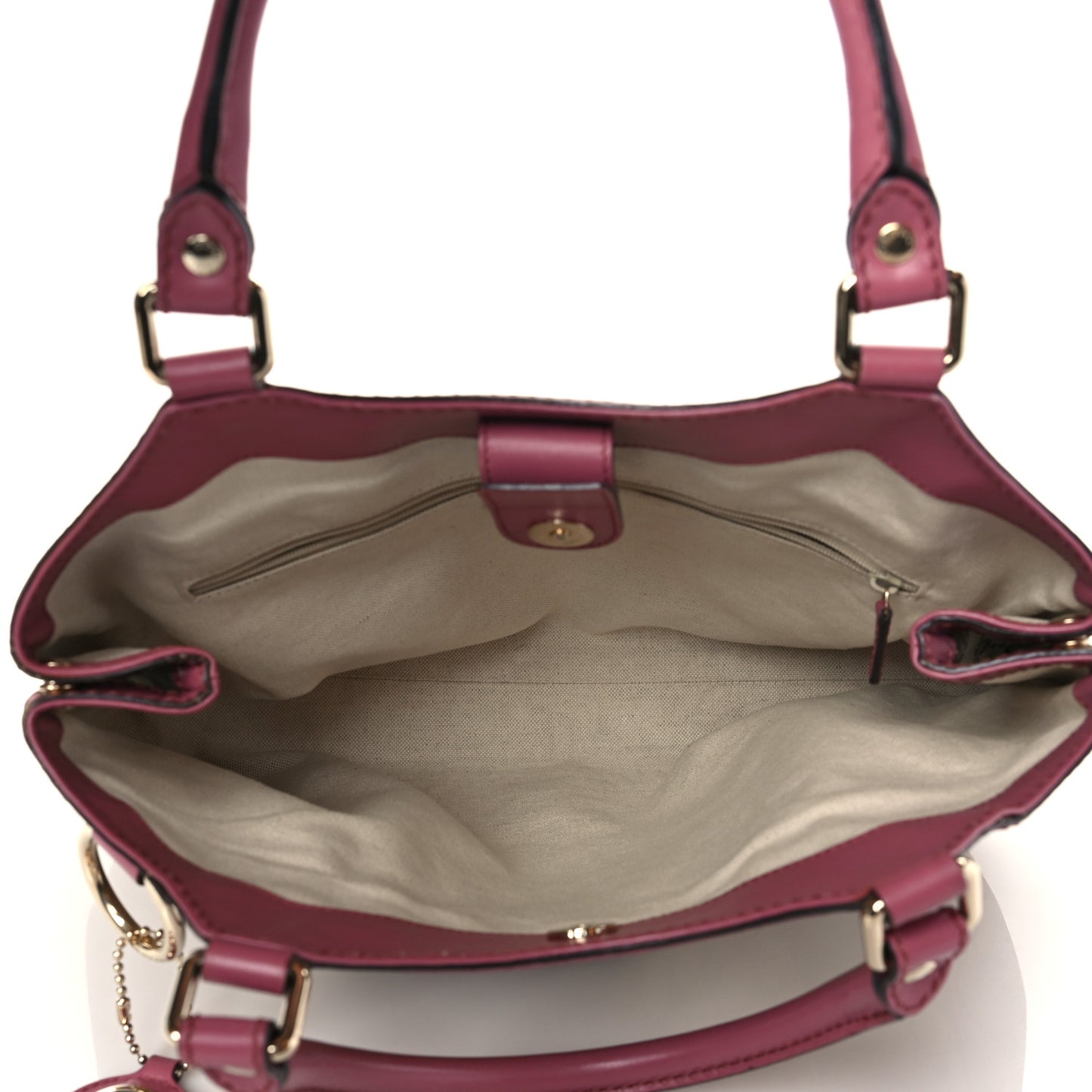 Monogram Margaux Calfskin Medium Sukey Tote Beige Ebony Vintage Rose
