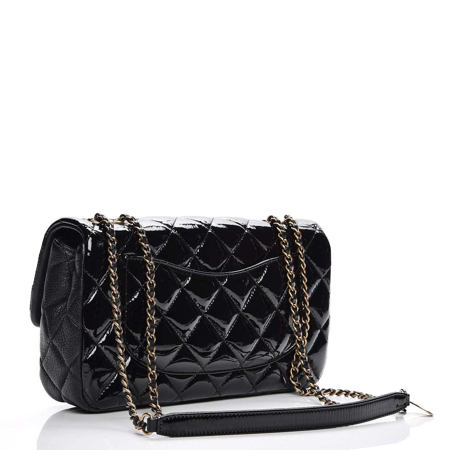 Chanel Patent Goatskin Quilted Medium CC Eyelet Flap Black 3 of 9