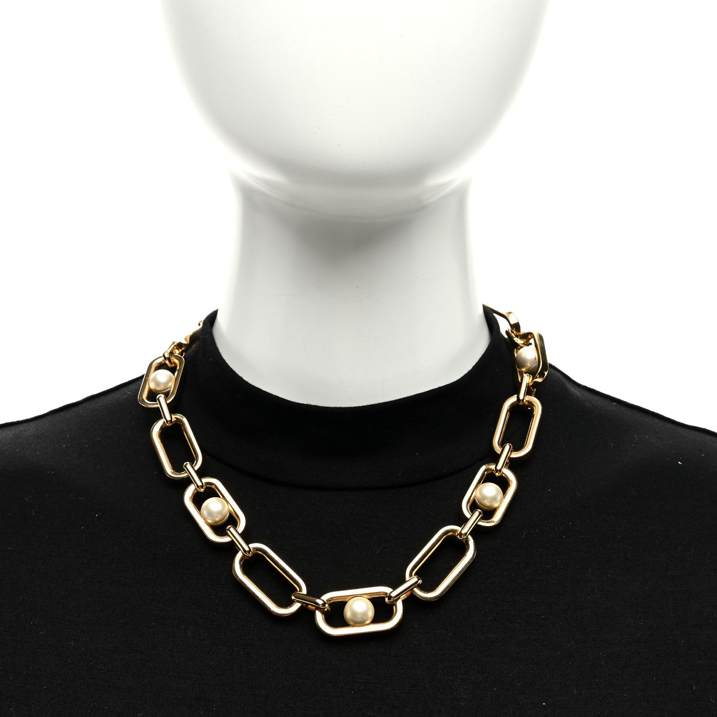 Metal My LV Chain Pearls Necklace Gold