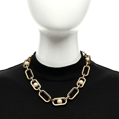 Louis Vuitton Metal My LV Chain Pearls Necklace Gold 2 of 4