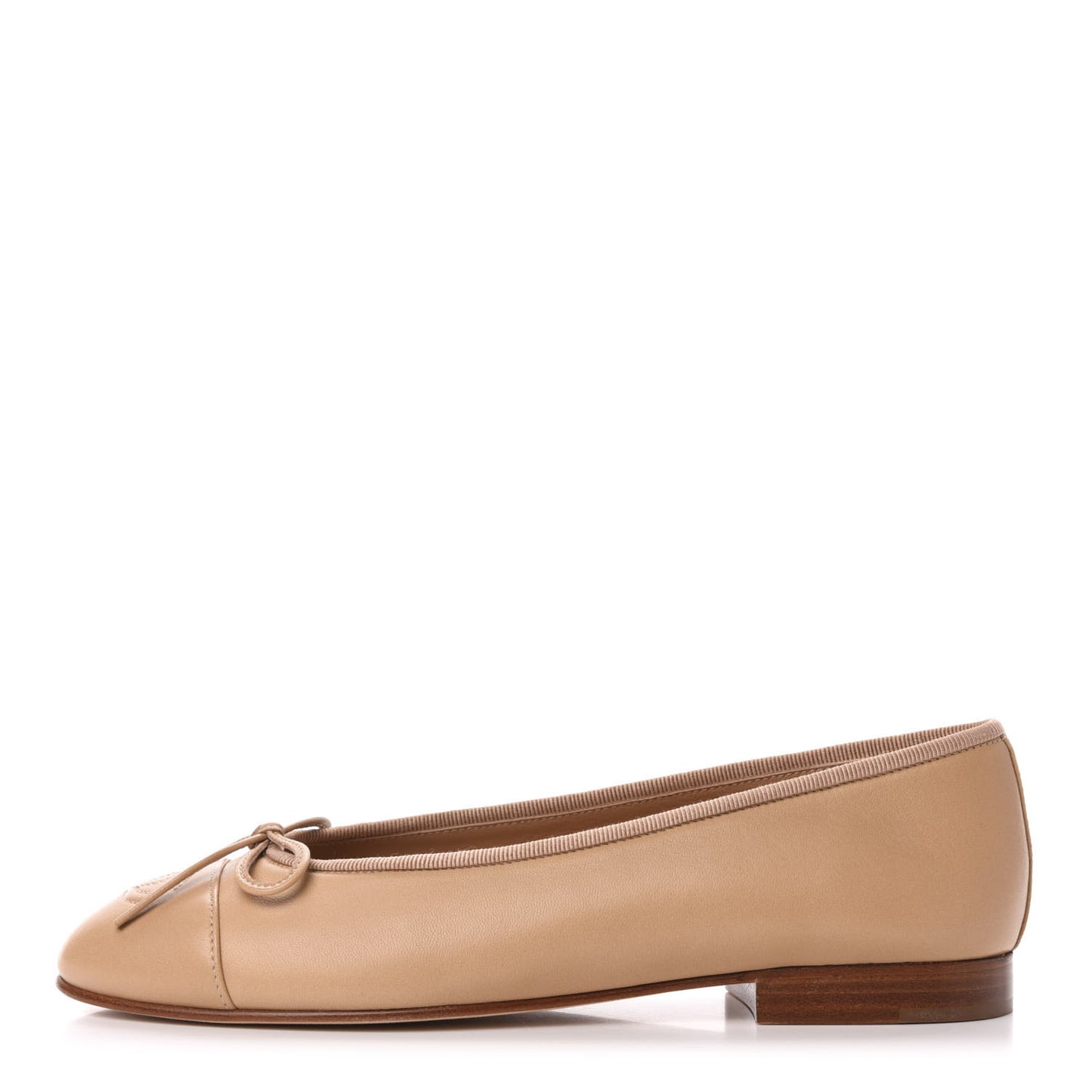 Lambskin Cap Toe CC Ballerina Flats 36 Beige
