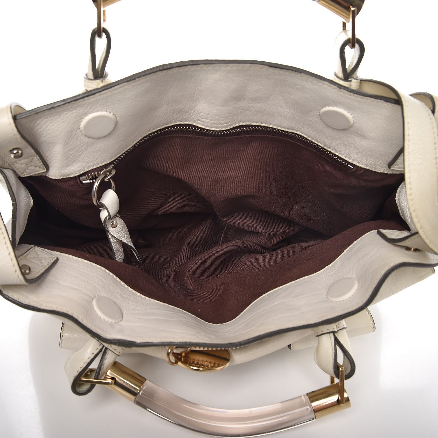 Chloe Lambskin Saskia Satchel White 5 of 9