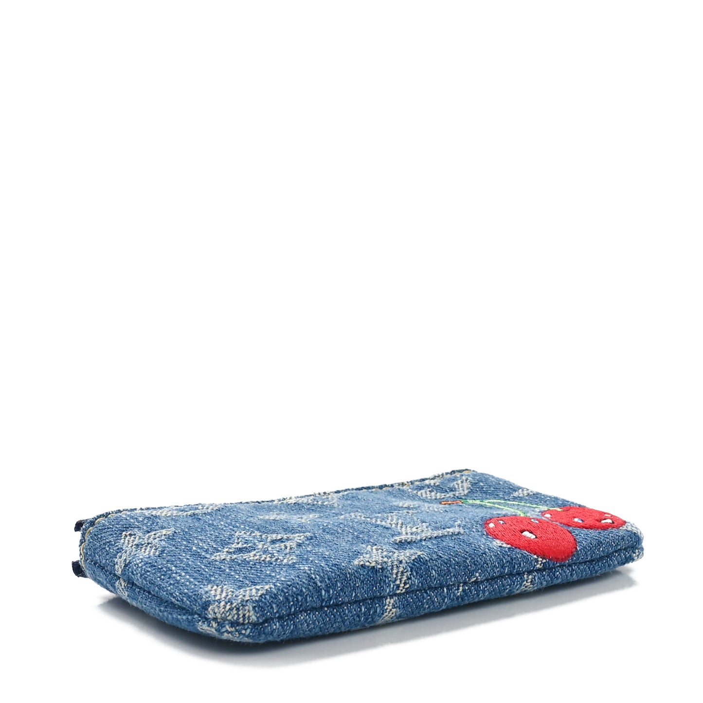 LV X TM Monogram Denim Cerises Key Pouch Blue
