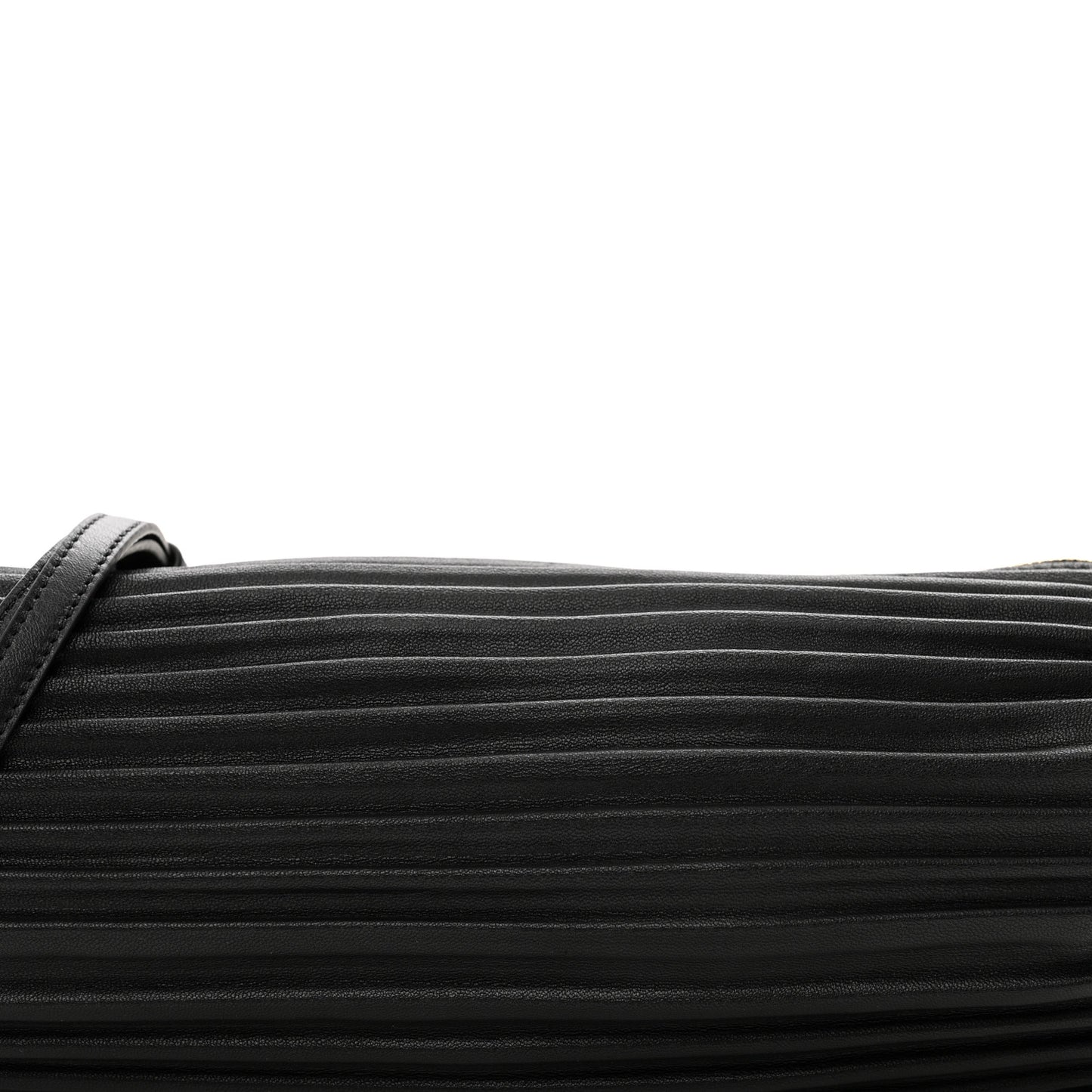 Lambskin Pleated Bracelet Pouch Shoulder Bag Black