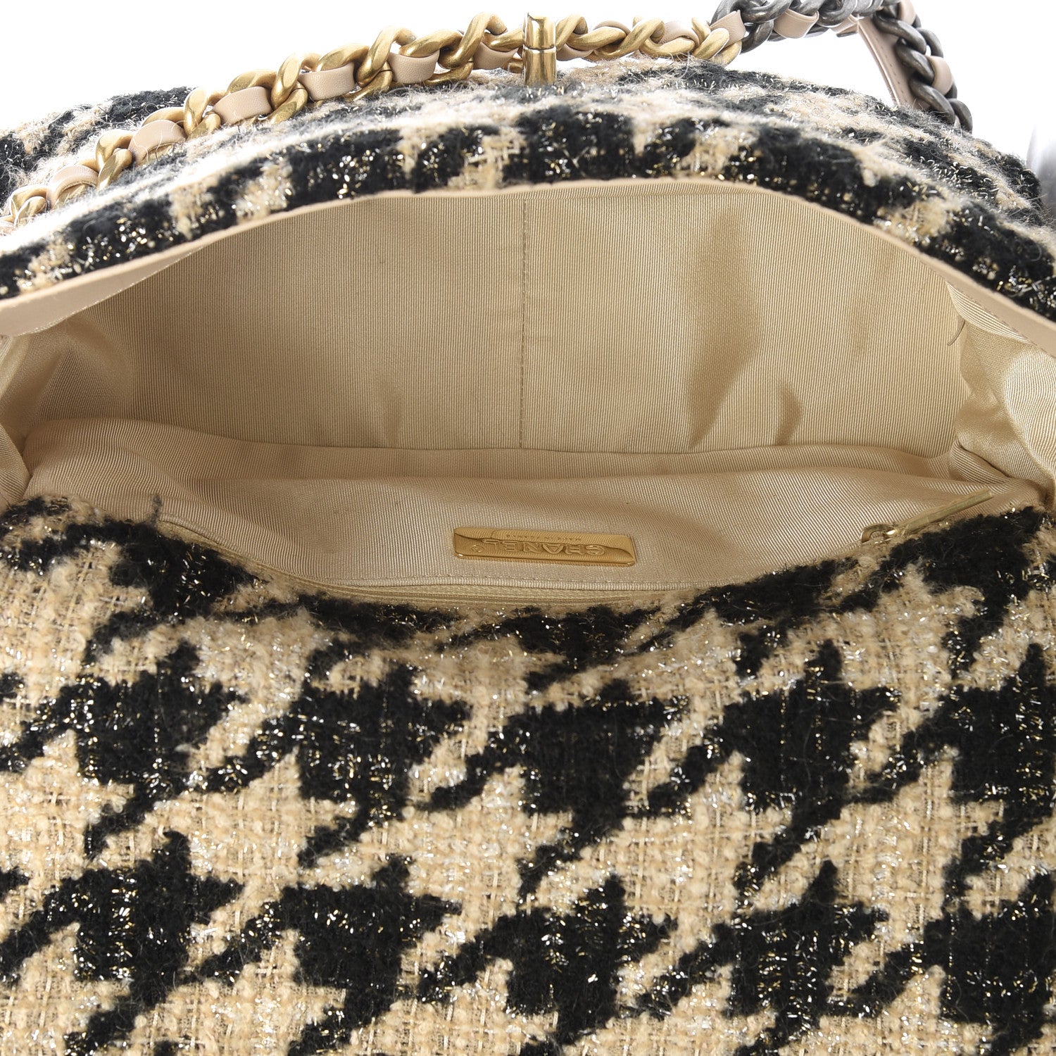 Chanel Tweed Large 19 Flap Beige Black 6 of 11