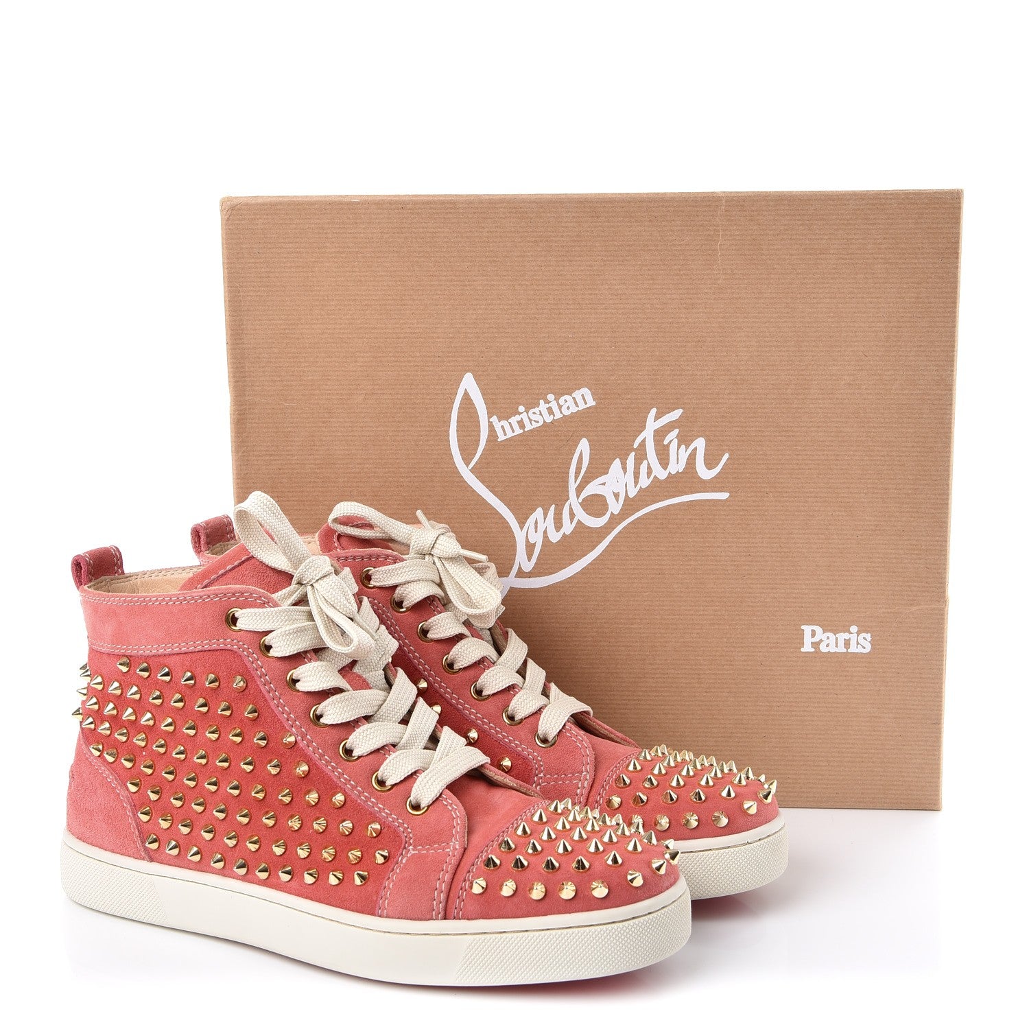 Christian Louboutin Suede Louis Spikes Flat Sneakers 40 Cameo Rose Gold 10 of 10