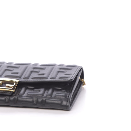Fendi Nappa Matisse FF Embossed Continental Wallet On Chain Black 9 of 11
